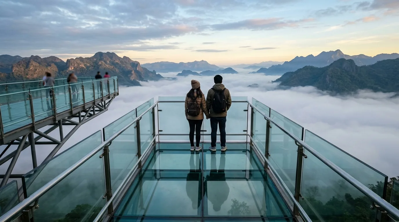 Skywalk and River Mist Skywalk and River Mist in Chiang Khan, Loei, Thailand