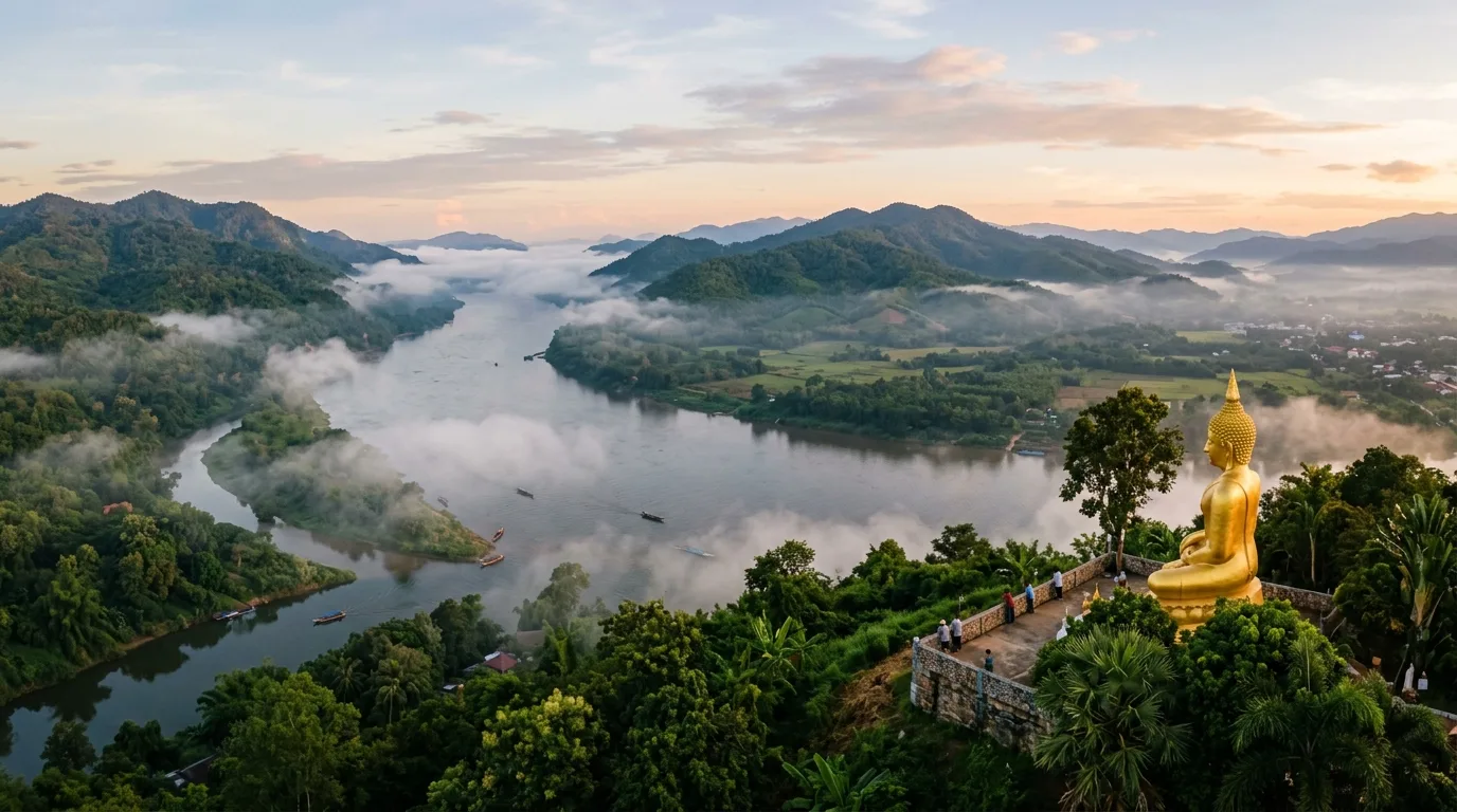 Golden Triangle Viewpoint Golden Triangle Viewpoint in Chiang Saen, Chiang Rai, Thailand