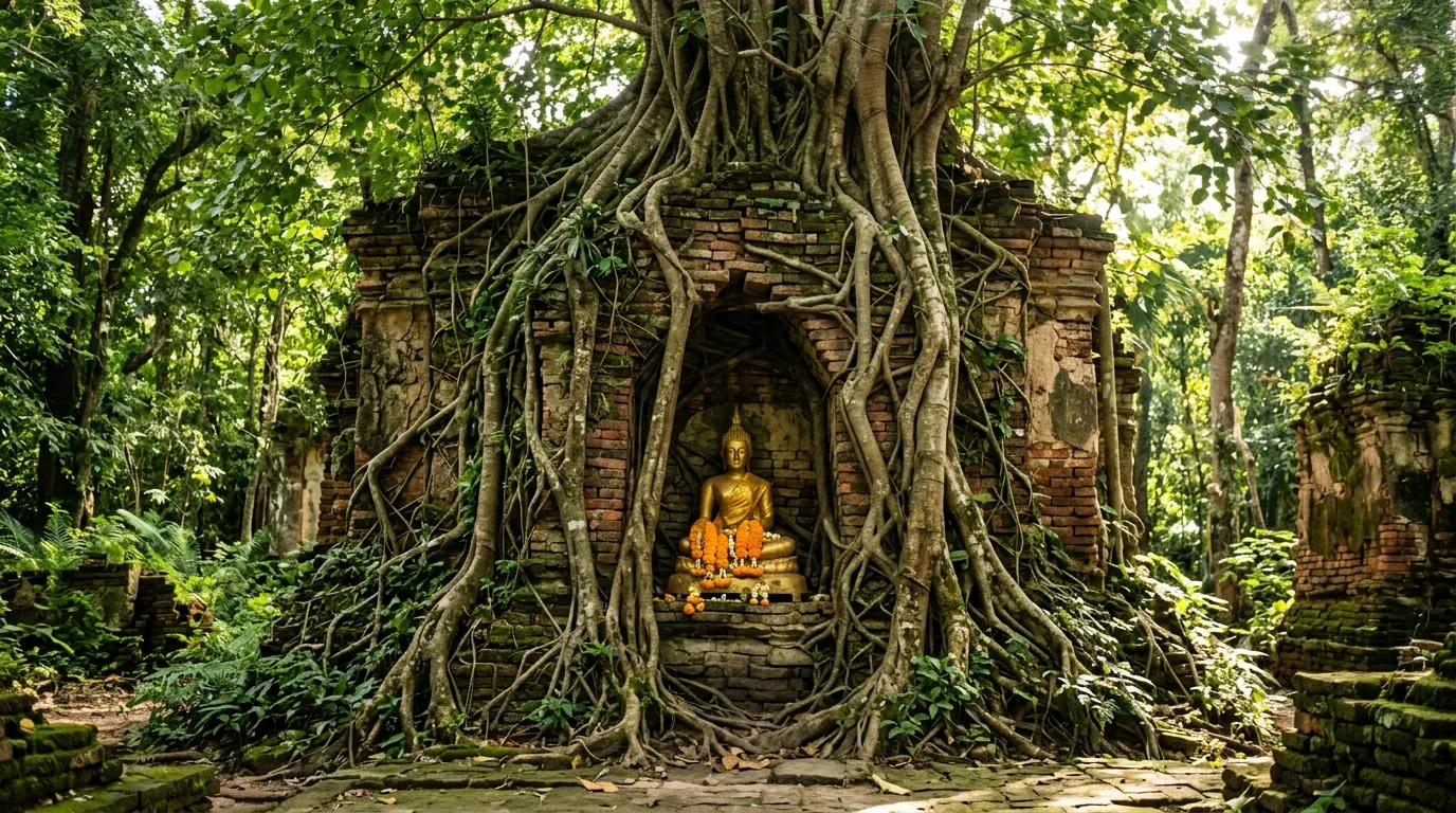 Temple Ruins with Bodhi Tree Temple Ruins with Bodhi Tree in Chiang Saen, Chiang Rai, Thailand