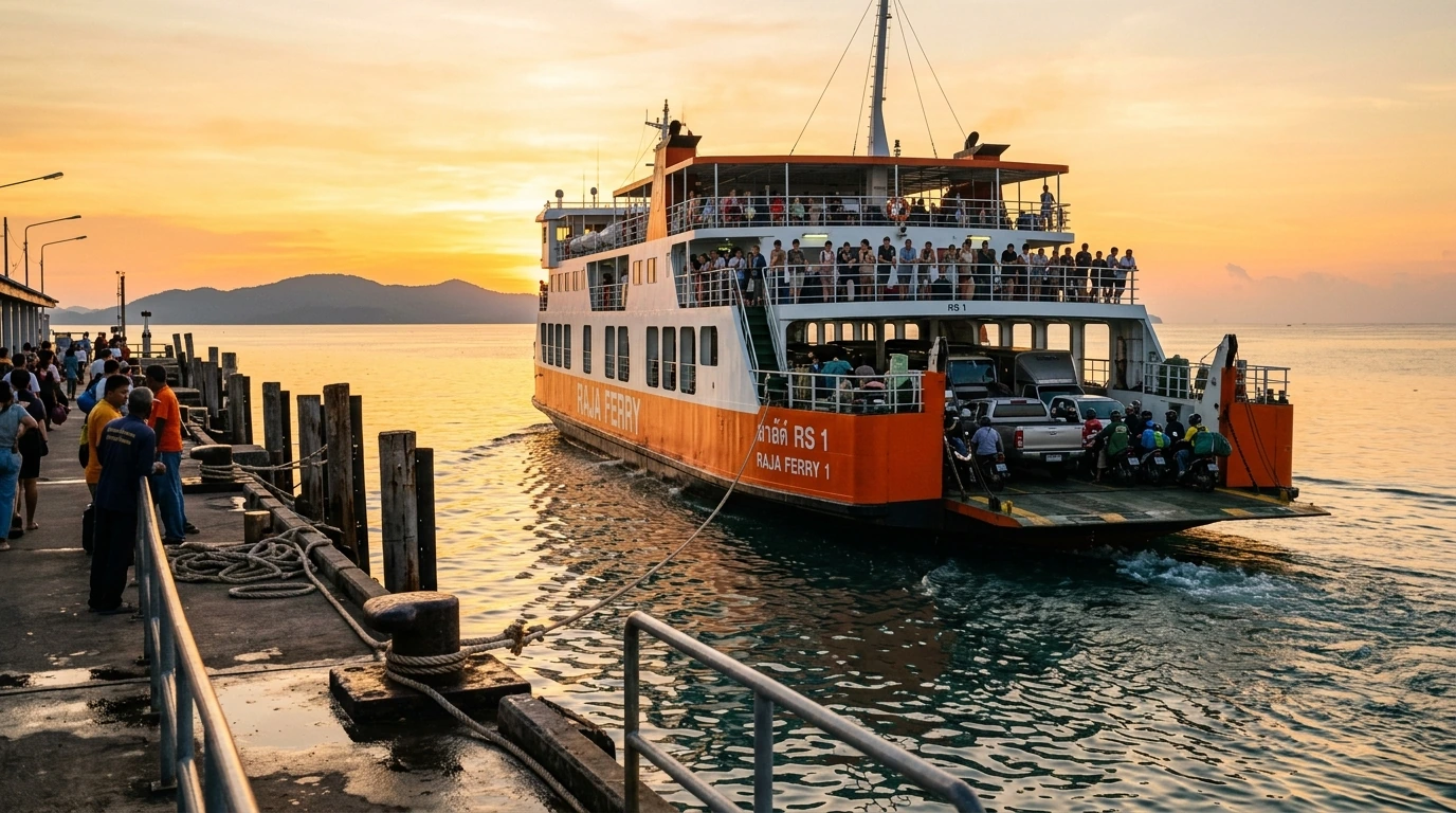 Ferry Departure at Sunrise — Don Sak, Surat Thani, Thailand