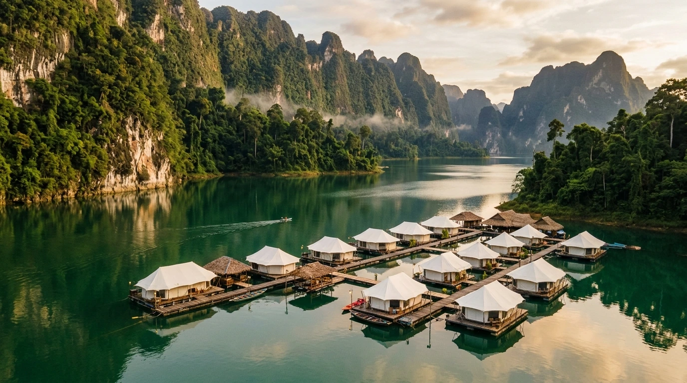 Floating Tented Camp on Cheow Lan Lake — Elephant Hills, Surat Thani, Thailand