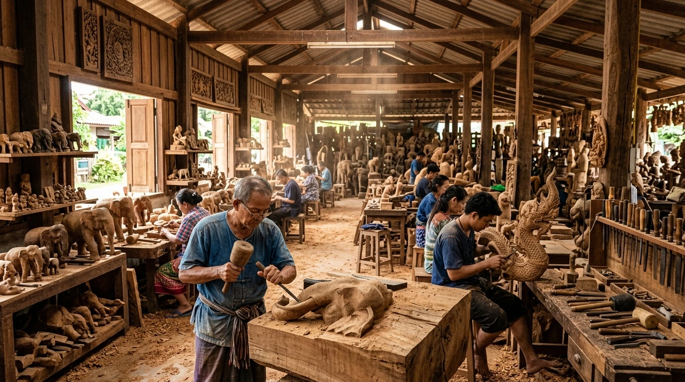 Baan Tawai Woodcarving Village — Hang Dong, Chiang Mai, Thailand
