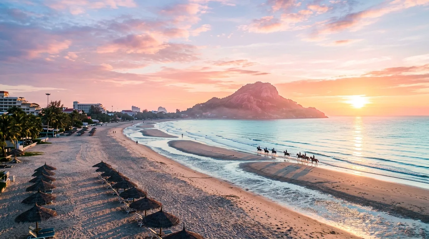 Hua Hin Beach and Monkey Hill Sunrise Hua Hin Beach and Monkey Hill Sunrise in Hua Hin, Prachuap Khiri Khan, Thailand