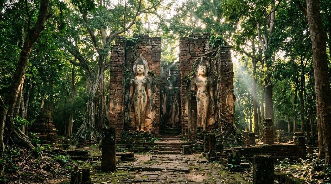 Laterite Temple Ruins in the Forest — Kamphaeng Phet, Kamphaeng Phet, Thailand