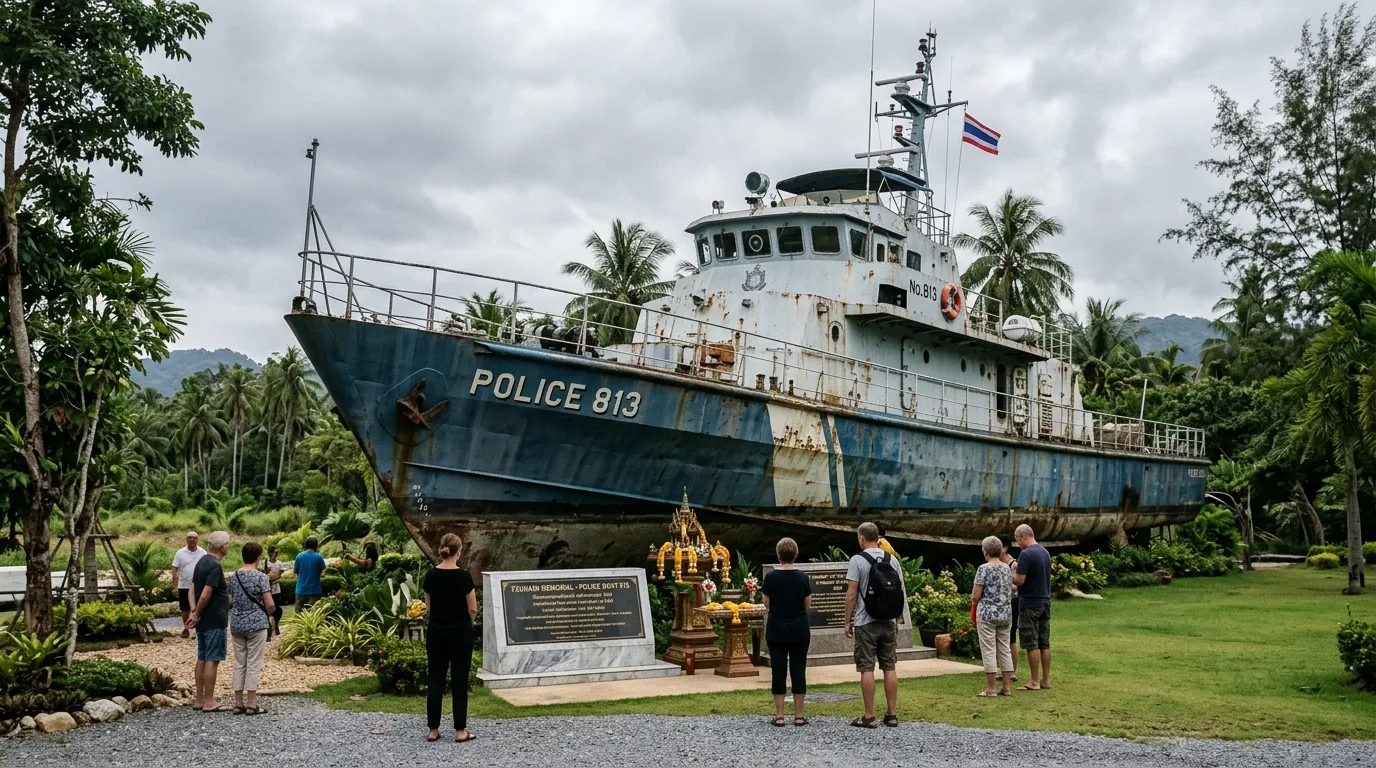 Tsunami Memorial and Police Boat 813 Tsunami Memorial and Police Boat 813 in Khao Lak, Phang Nga, Thailand