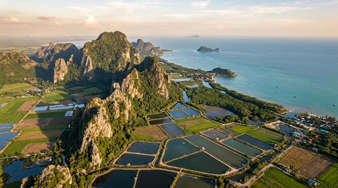Limestone Peaks and Mangrove Coast Limestone Peaks and Mangrove Coast at Khao Sam Roi Yot, Prachuap Khiri Khan, Thailand