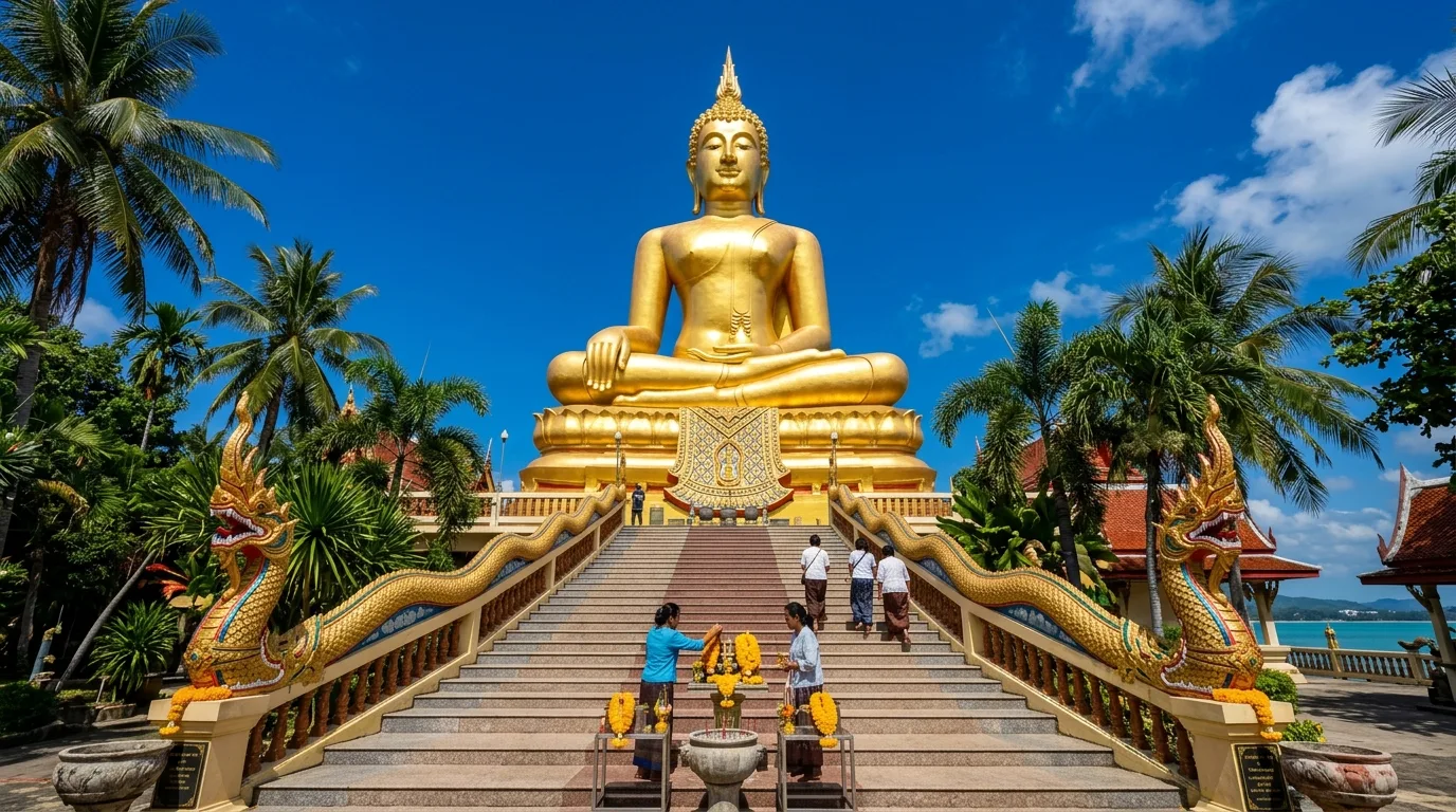 Big Buddha Temple at Wat Phra Yai Big Buddha Temple at Wat Phra Yai in Koh Samui, Surat Thani, Thailand