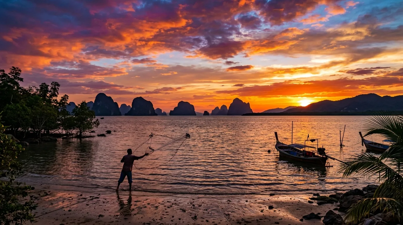 Phang Nga Bay Sunset from the West Coast Phang Nga Bay Sunset from the West Coast in Koh Yao Yai, Phang Nga, Thailand