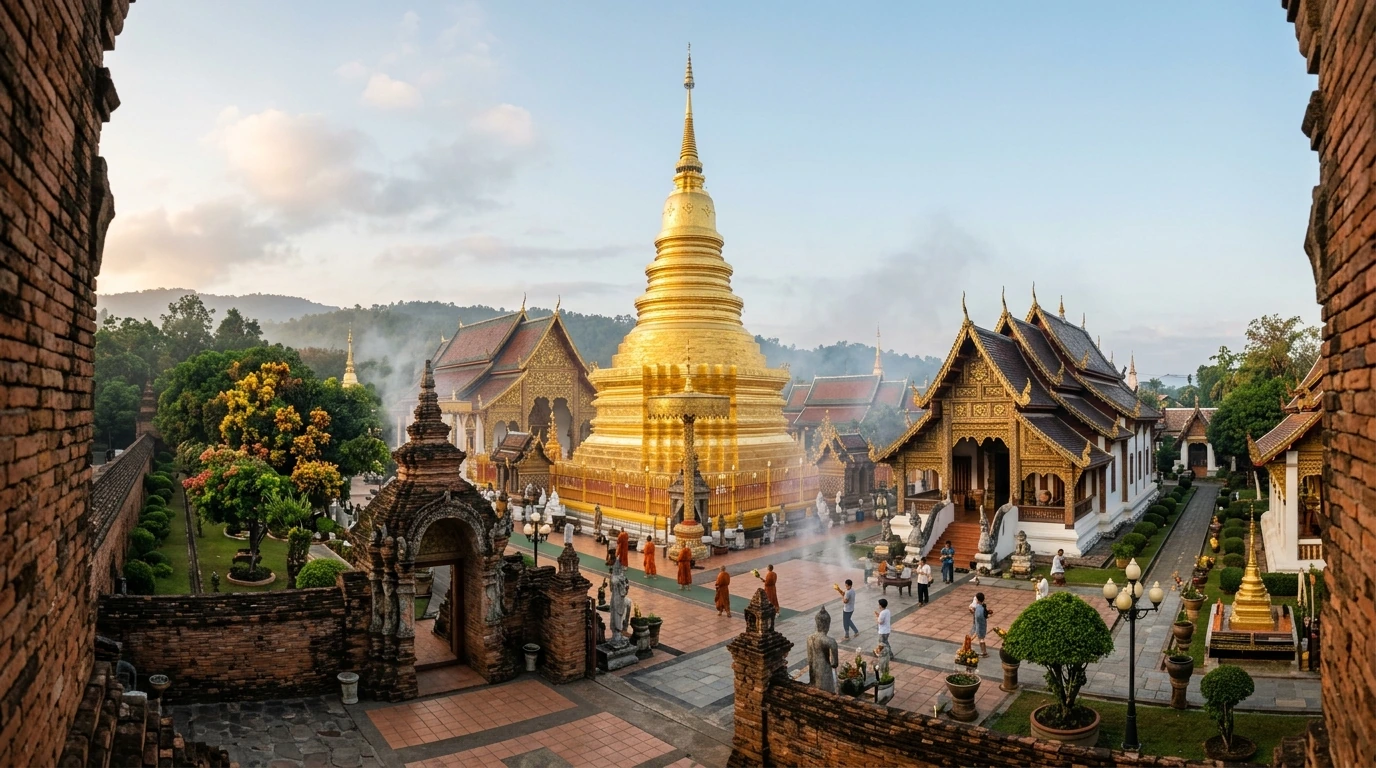 Golden Chedi of Wat Phra That Hariphunchai — Lamphun, Lamphun, Thailand