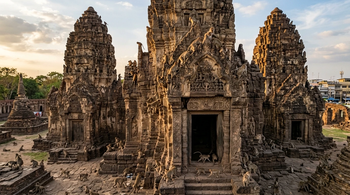 Macaques at Prang Sam Yot — Lop Buri, Lop Buri, Thailand