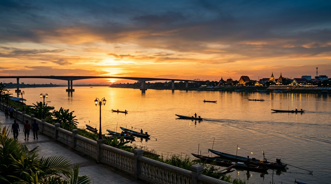 Mekong Riverfront Facing Laos — Mukdahan, Mukdahan, Thailand