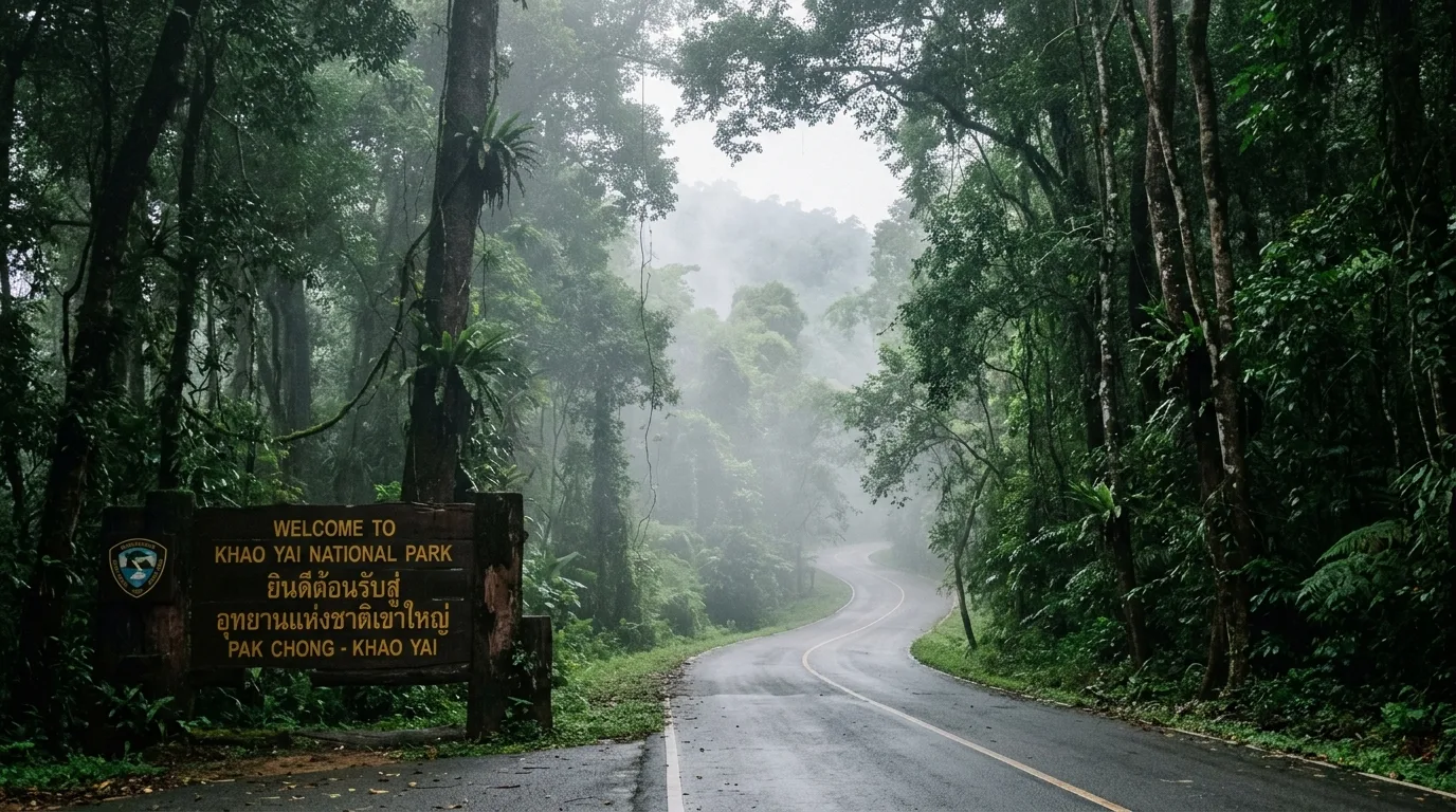 Misty Road Through Khao Yai Foothills Misty Road Through Khao Yai Foothills in Pak Chong, Nakhon Ratchasima, Thailand