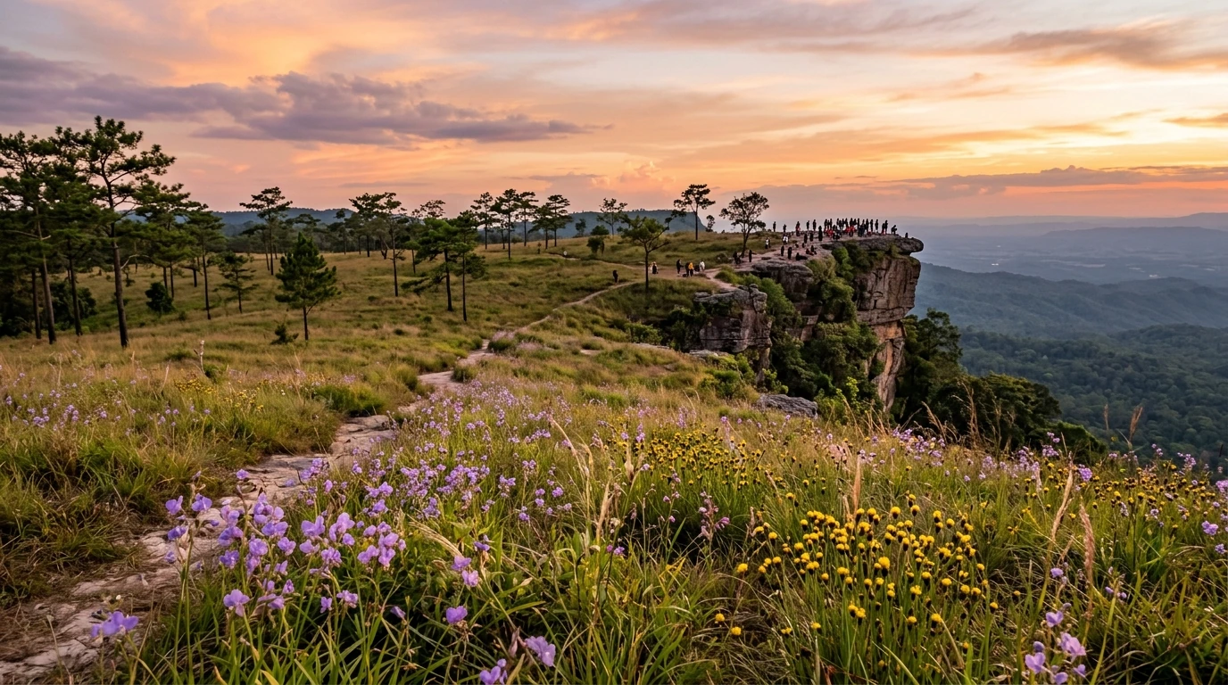 Summit Plateau Meadow with Pine Trees — Phu Kradueng, Loei, Thailand