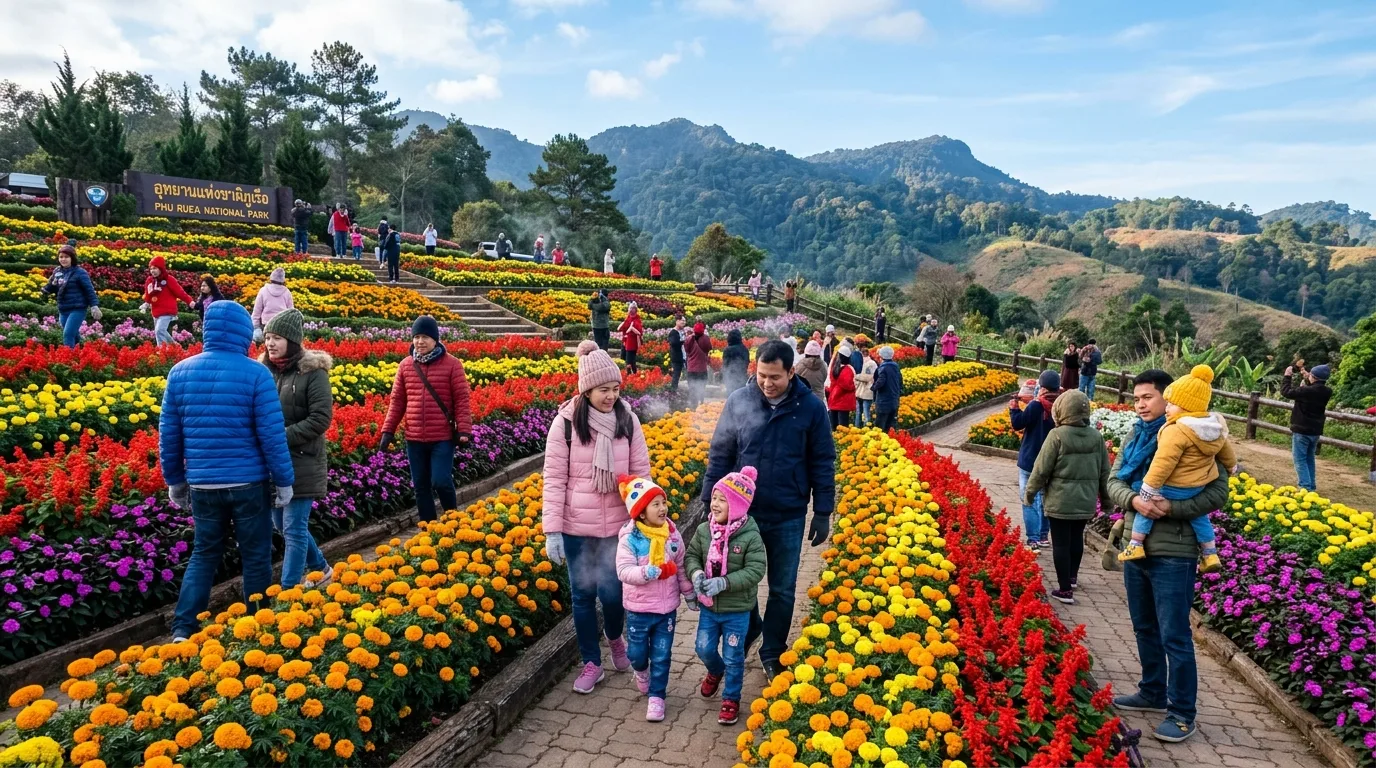 Cool-Season Flower Festival Cool-Season Flower Festival in Phu Ruea, Loei, Thailand
