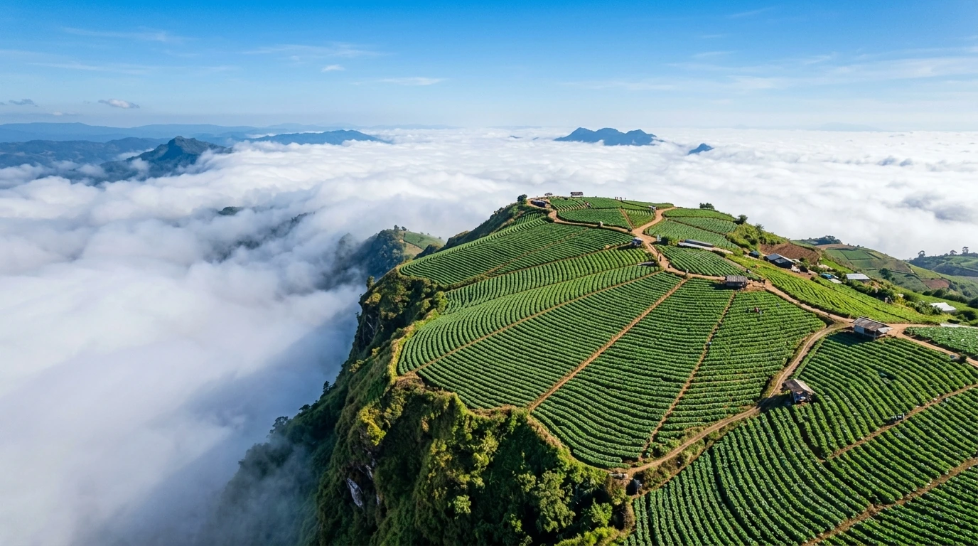 Mountaintop Cabbage Fields Above the Clouds — Phu Thap Boek, Phetchabun, Thailand