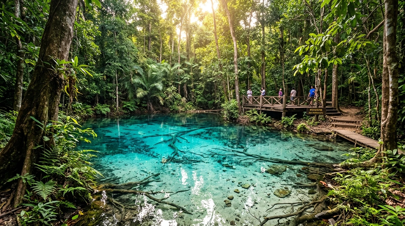 Sa Morakot Emerald Pool in Forest — Prachinburi, Prachinburi, Thailand