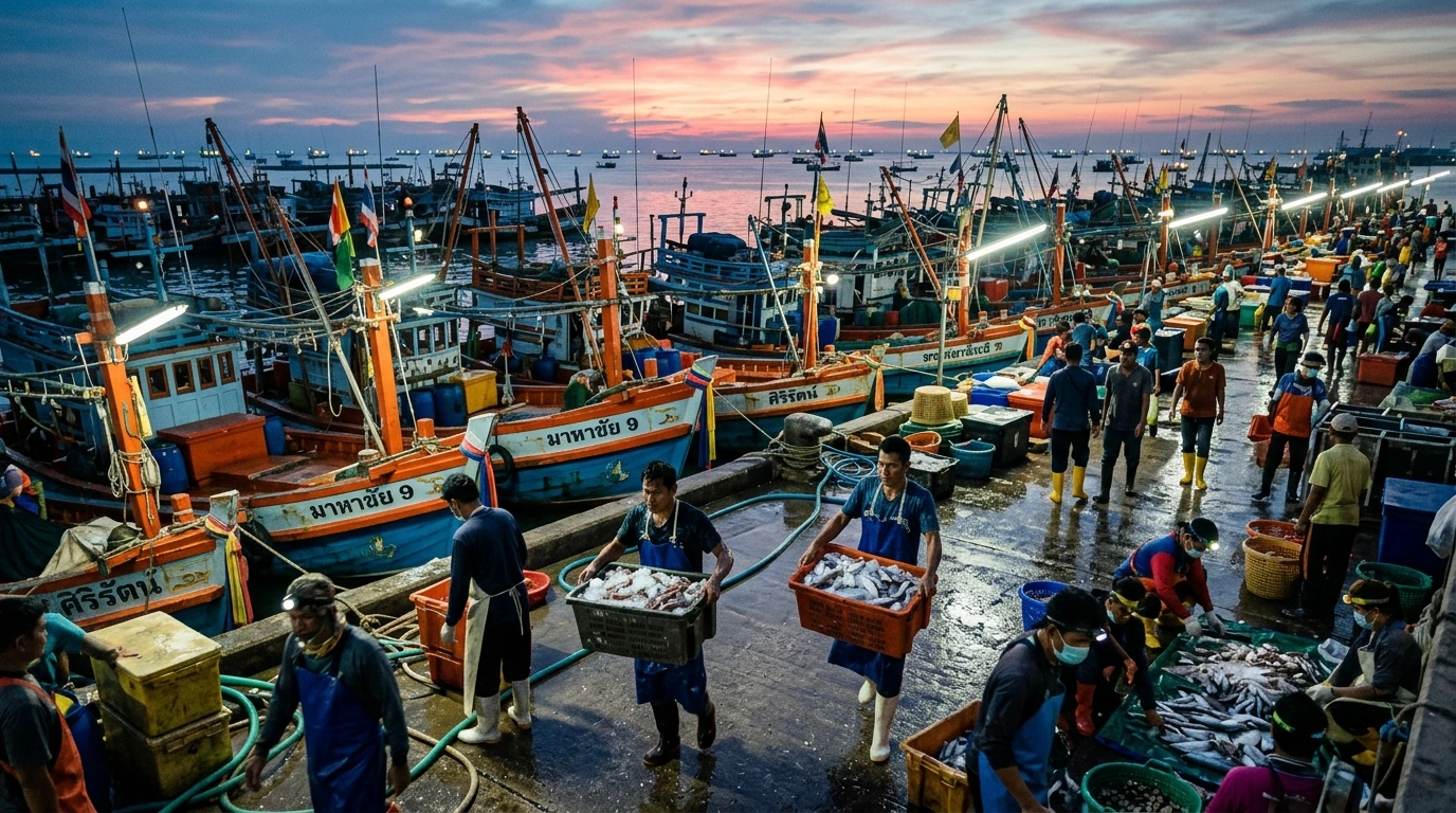 Mahachai Fishing Port at Dawn — Samut Sakhon, Samut Sakhon, Thailand