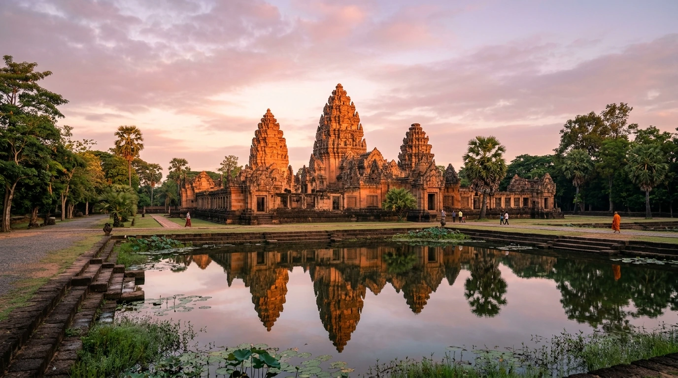 Prasat Hin Wat Sa Kamphaeng Yai at Dawn — Si Sa Ket, Si Sa Ket, Thailand