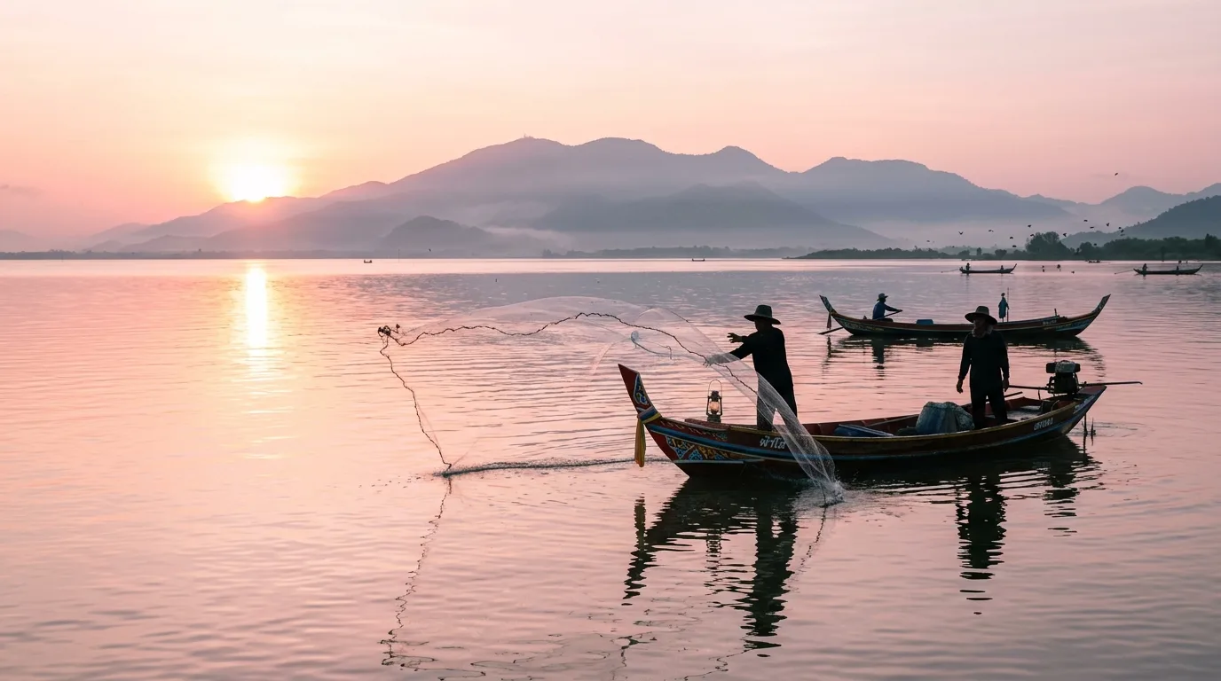 Songkhla Lake Fishing at Dawn Songkhla Lake Fishing at Dawn in Songkhla, Songkhla, Thailand