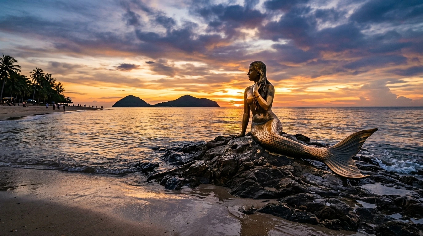 Golden Mermaid of Samila Beach — Songkhla, Songkhla, Thailand