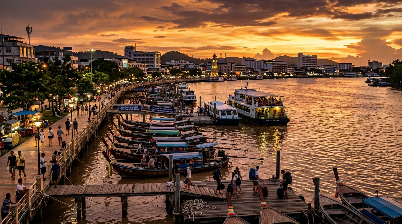 River City Gateway at Sunset — Surat Thani, Surat Thani, Thailand