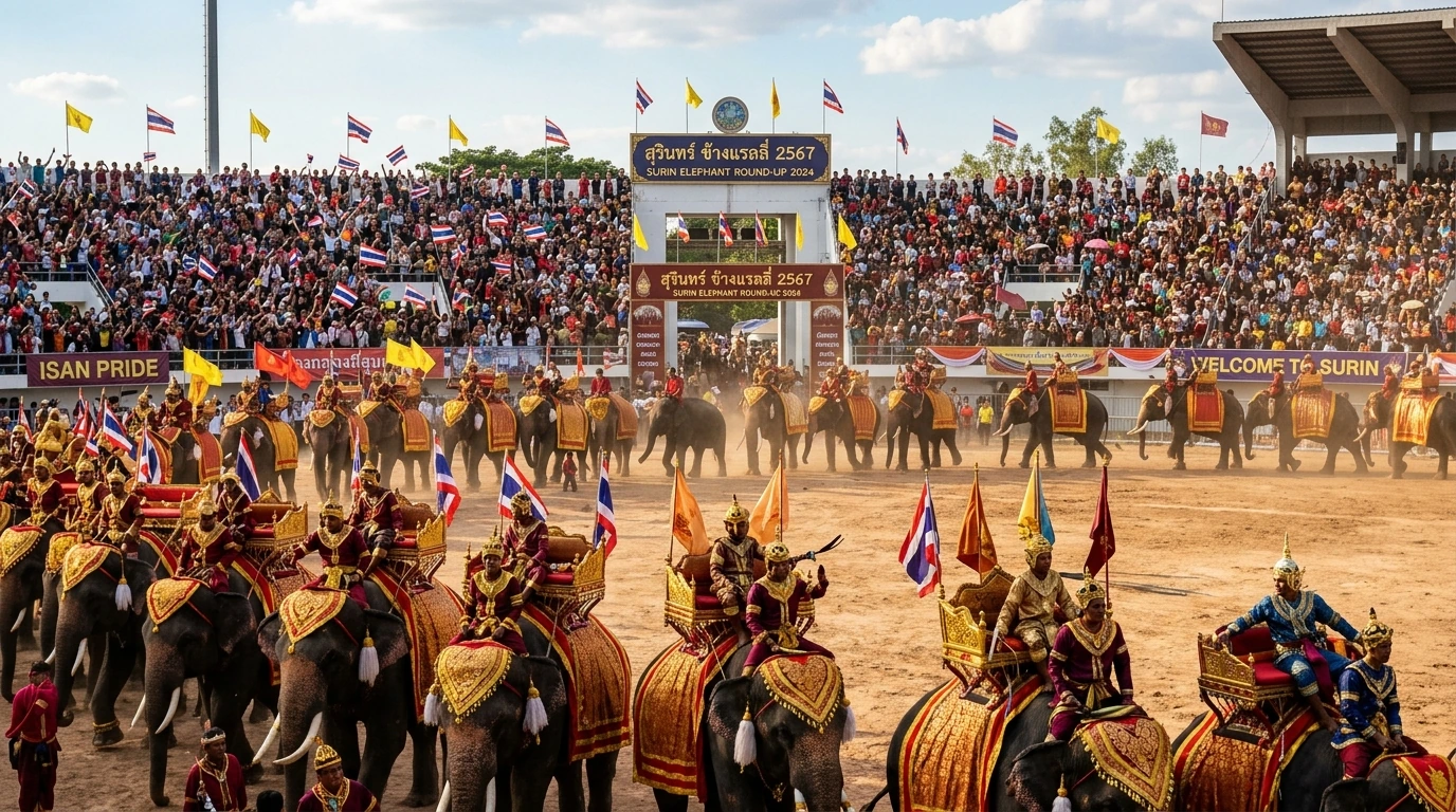Elephant Round-up Festival Spectacle — Surin, Surin, Thailand