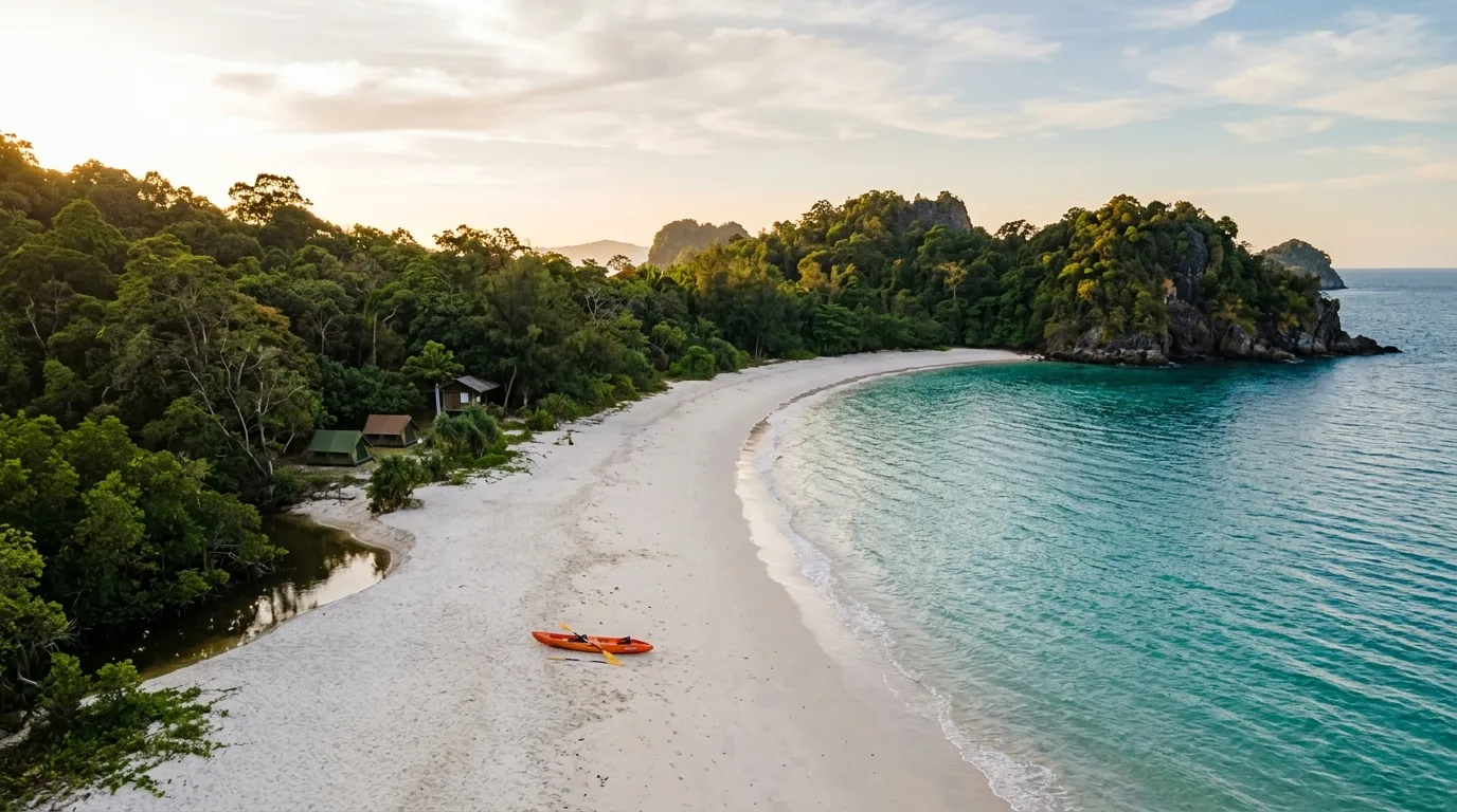 Pristine Beach and Mangrove Waterways Pristine Beach and Mangrove Waterways in Tarutao, Satun, Thailand